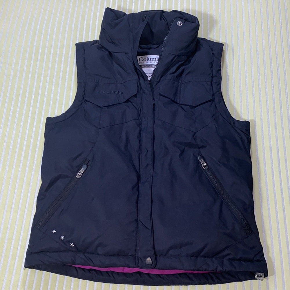 Columbia Sportswear Blue Puffer Vest Small Feather and Down